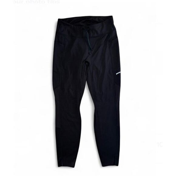 Women's Patagonia Endless Run 7/8 Black Leggings With Side Pockets Size M - Picture 1 of 5